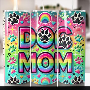 Dog Mom Tumbler Wrap, Dog Affirmations 20 Oz Skinny Sublimation Tumbler PNG, Dog Mama Tumbler Design Digital Download for Straight/Tapered