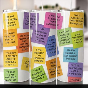 Digital Sarcastic affirmation tumbler Png 20 OZ Sublimation Skinny Tumbler Design Wrap Design Mental Health Tumbler Daily Affirmations