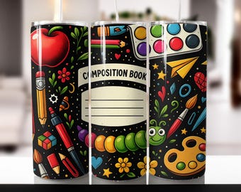 Personalized Teacher Tumbler PNG: Composition Book Design (Digital Download)