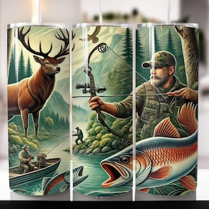 Jagd 20 Unzen dünner Becher Sublimationsentwurf Tier männlicher Hirsch Lieblingsjahreszeit Holzleben Gerade Verpackung PNG Wasserschiebefolie Digitaler Download