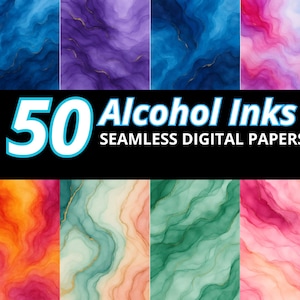 50 Alcohol Inks Digital Paper 300 Dpi, Seamless Patterns, Abstract Sublimation, Alcohol Ink JPG PNG, Alcohol Ink Background Digital Papers