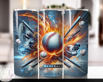 Baseball Tumbler Sublimation Design: 20oz Skinny Tumbler Wrap (Digital Download)