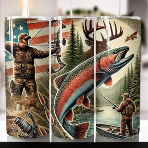 Jagd 20 Unzen dünner Becher Sublimationsentwurf Tier männlicher Hirsch Lieblingsjahreszeit Holzleben Gerade Verpackung PNG Wasserschiebefolie Digitaler Download