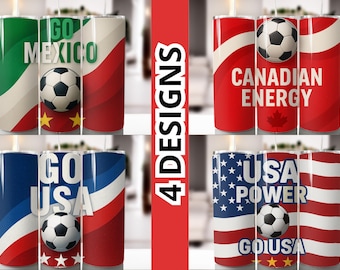 Pacchetto di teli da calcio con bandiere degli Stati Uniti, del Messico e del Canada (download digitale)