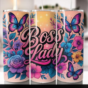 20 oz boss lady rainbow tumbler wrap Skinny Tumbler Designs | Sublimation Templates | 20oz Tumbler PNG | Digital Download
