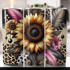 Sunflower Print 20oz Skinny Tumbler Wrap, Sublimation Design, Digital Download PNG, Western Mama Tumbler Wrap PNG