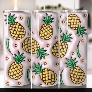 3D Pineapple Tumbler Wrap: 20oz Skinny Tumbler Design (Digital Download)
