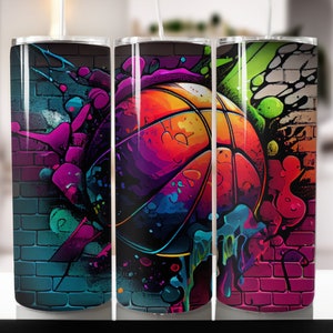 Basketball in Flames, 20oz Skinny Tumbler, Sublimation Designs for Straight/, Fichier PNG,Digital download