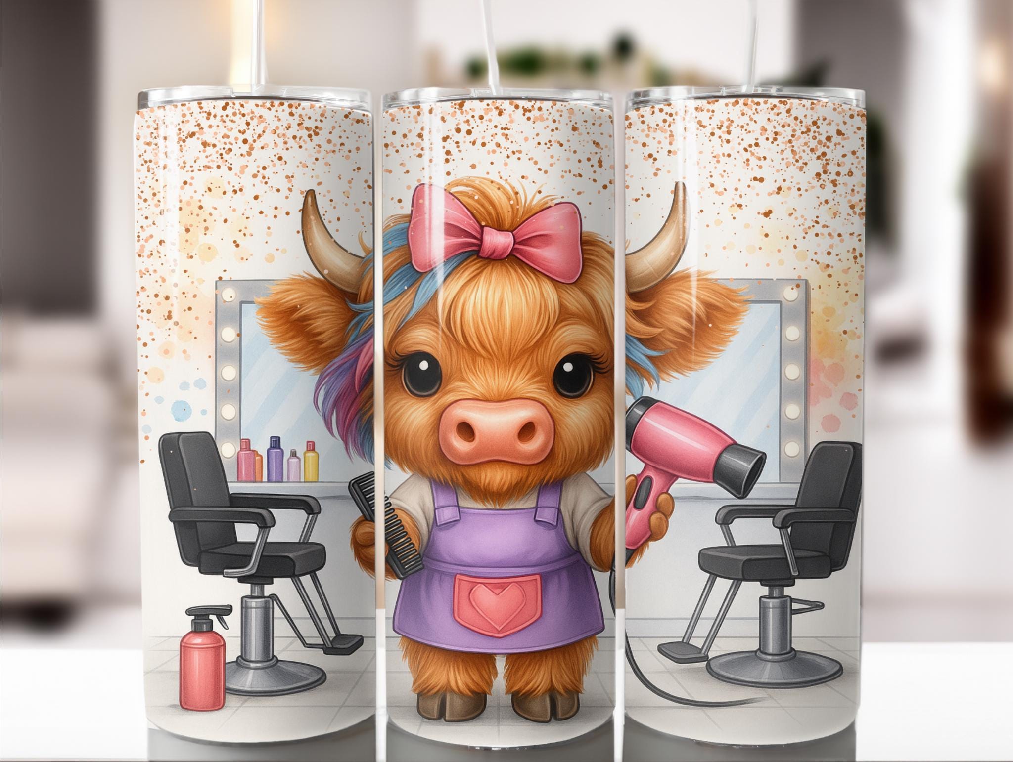 Salon Cow 20oz Tumbler Wrap PNG | Hairdresser Gift (digital
