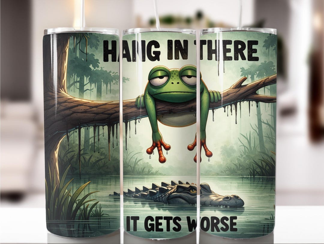 Funny Frog Tumbler Wrap PNG | Dark Humor Quote | 20oz Skinny ...