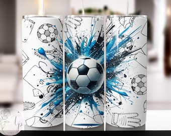 Soccer 20oz Skinny Tumbler Sublimation Wrap (PNG Digital Download)