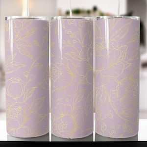 Emballage de gravure laser pour gobelet 20 oz pivoine or, Svg d&#39;emballage pour gobelet fleur, 20 oz gravé au laser png, gravure laser png, pour laser rotatif