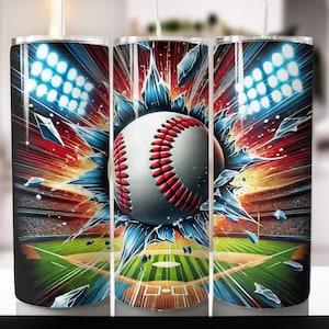 Tumbler da baseball con design a sublimazione, 20 once, sottile, avvolgente, tumblerDesigns per tumbler dritti e affusolati, prodotto digitale.