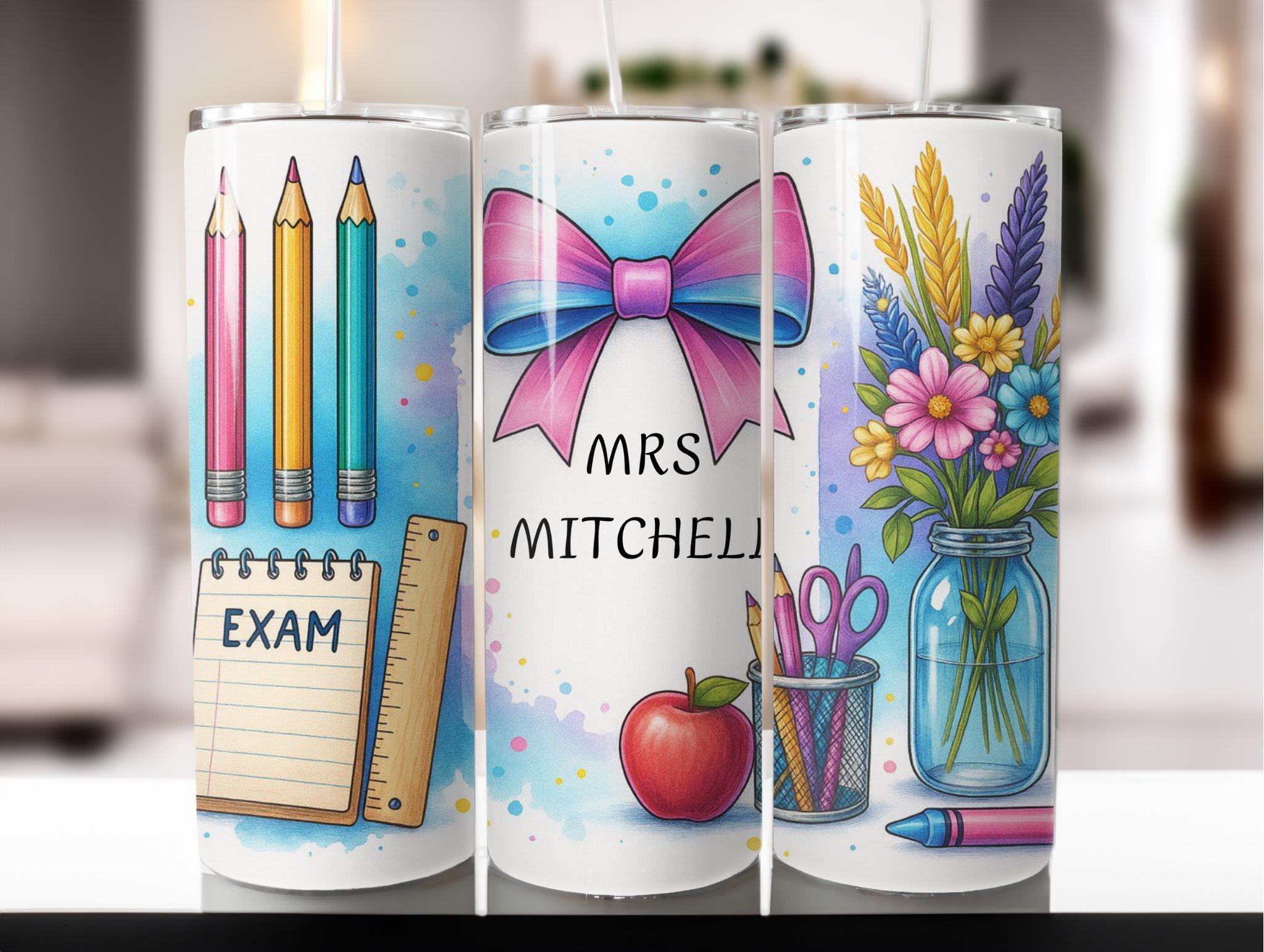 Customizable Teacher Gift 20 oz Skinny Tumbler Sublimation Design Digital Download PNG Instant DIGITAL, Teacher Tumbler Wrap, Personalize