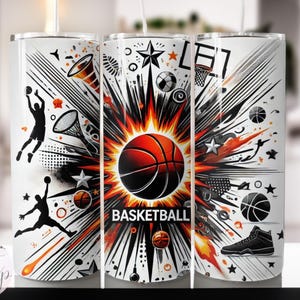 Basketball , 20oz Skinny Tumbler, Sublimation Designs for Straight/, Fichier PNG,Digital download