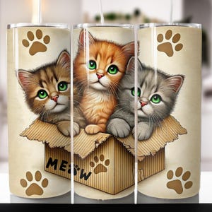 Cats Cartoon 20oz Cute Tumbler Wrap PNG, 20 oz Skinny Tumbler Sublimation Design Instant Digital Download Only, Cute Kitty Tumbler Wrap