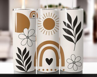 Boho Rainbow Tumbler Wrap: 20oz Skinny Tumbler Sublimation Design (PNG Digital Download