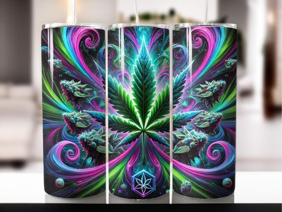 Marijuana Leaf Tumbler Wrap – 20oz Skinny Sublimation Design (Digital Download)