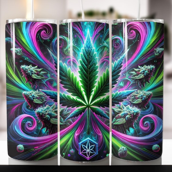 Marijuana Leaf Tumbler Wrap – 20oz Skinny Sublimation Design (Digital Download)