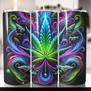 Marijuana Leaf Tumbler Wrap – 20oz Skinny Sublimation Design (Digital Download) image 2