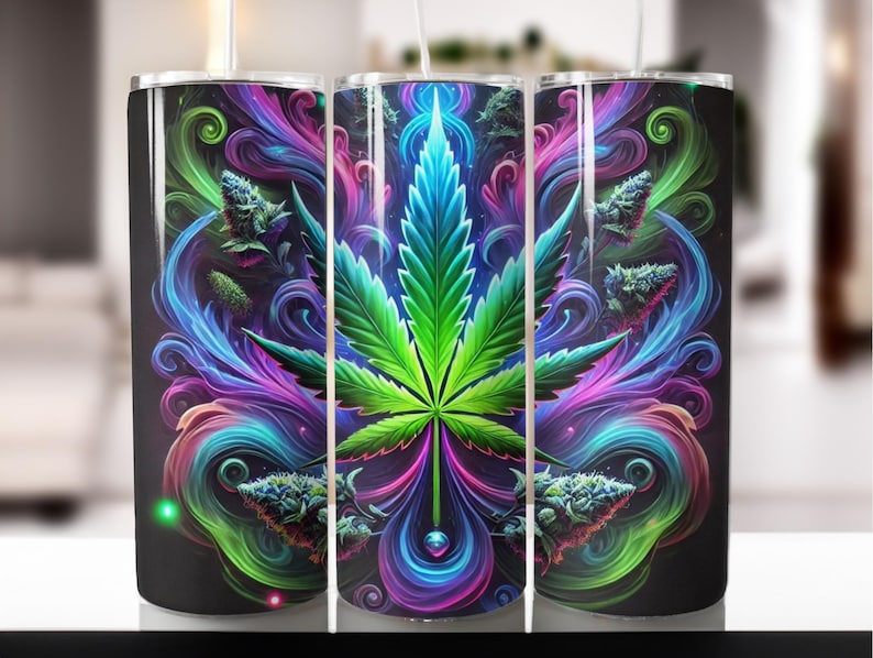 Marijuana Leaf Tumbler Wrap – 20oz Skinny Sublimation Design (Digital Download) image 2