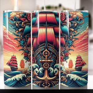 Nautical Anchor  Skinny Tumbler Design, 20oz Sublimation Wrap, Ropeand Anchor Tumbler PNG, Instant Download, Straightand Tapered Template