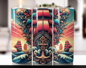 Nautical Ship Anchor 20oz Tumbler Wrap Design (PNG Digital Download)