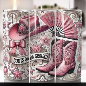 Western Cowboy Boots Rose Tumbler Wrap, 20 oz Skinny Tumbler Sublimation Design Wrap, téléchargement numérique, Design droit PNG, Cactus & fleurs