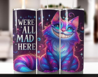 Cheshire Cat Tumbler Sublimation Design: Alice In Wonderland PNG (Digital Download)