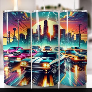 Muskelauto 20 Unzen Tumbler Wrap, Vintage Auto Sublimation, 20 Unzen gerade Tumbler Wrap Design Oldtimer-Liebhaber Tumbler, Retro Car Tumbler Design