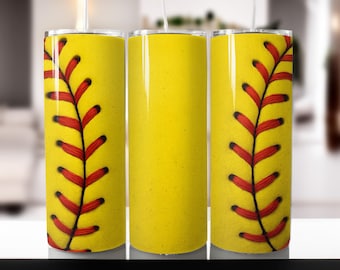 Softball Tumbler Wrap: 20oz 30oz Skinny Tumbler Design (Digital Download)