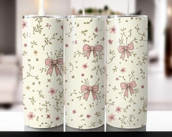 Tumbler Wrap con fiocco di fiori: design di cuori acquerellati di San Valentino (download digitale)