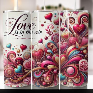 Love Is In The Air Tumbler, 20oz Skinny Tumbler Sublimation Designs, Western Valentine Days Coquette Tumbler Design PNG Digital Download