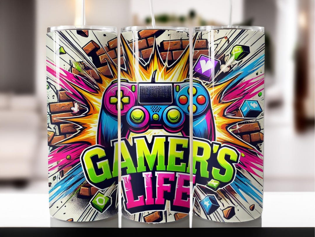 Gamer Life Tumbler Wrap: Sublimation PNG, 20oz Skinny Tumbler (digital ...