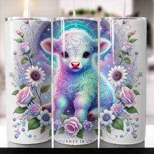 Kwiatowy kubek Highland Cow Tumbler Design 20oz Sublimacja PNG Poolside Chill Highland Cow Tumbler Wrap Letni projekt Sublimacja Cyfrowy plik