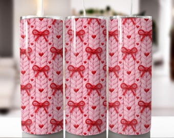 Pink Bow Tumbler Wrap | Coquette Sublimation Design (Digital Download)