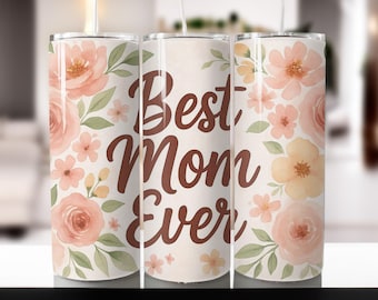Mom Ever Floral Tumbler Wrap-sublimatieontwerp (digitale download)
