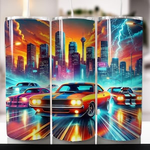 Muskelauto 20 Unzen Tumbler Wrap, Vintage Auto Sublimation, 20 Unzen gerade Tumbler Wrap Design Oldtimer-Liebhaber Tumbler, Retro Car Tumbler Design