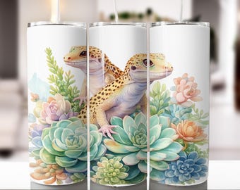 Floral Gecko PNG | Reptile Lover Tumbler Wrap (Digital Download)
