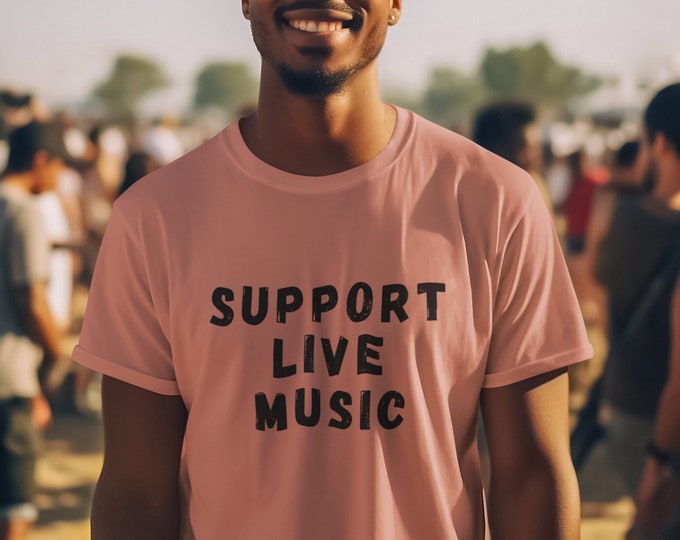 Vintage Concert Support Live Music Shirt - Festival Apparel, Support Local Bands, Men's Graphic Tees, Musicians Artists Gifts, Music Lovers,