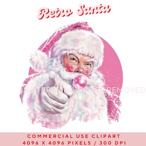 Retro Santa Christmas Blowing Bubble PNG, Vintage Merry Christmas PNG, Funny Santa With Sunglasses Xmas Holiday Sublimation Digital Download