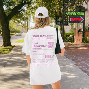 T-shirt photographe personnalisé, t-shirt photographe, t-shirt code QR, cadeau personnalisé minimaliste couleurs confort pour photographe