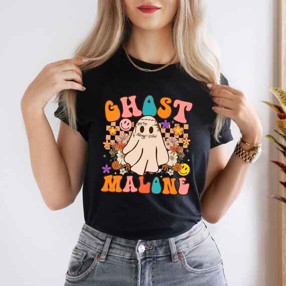 Ghost Malone Shirt, Halloween Tee, Cute Ghost V-Neck, Funny Halloween Crewneck, Spooky T-Shirt, Stay Spooky Shirt, Halloween 2023