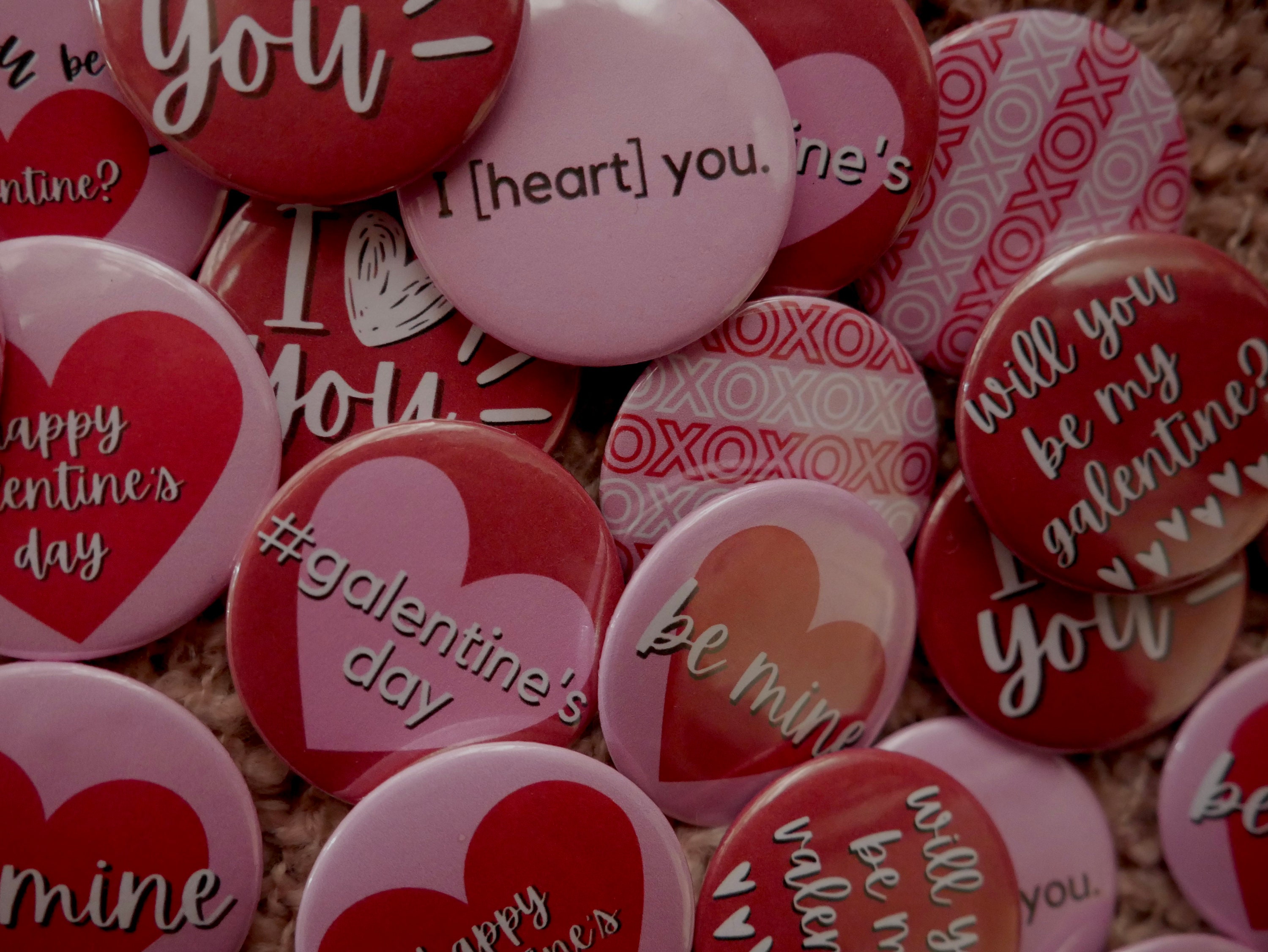 Valentine Button Valentine's Day Buttons | Galentine's Day Gift | Buttons | Valentine's ...