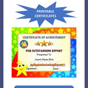 2022 Printable DIY Achievement Award Certificate, Instant Download, Template