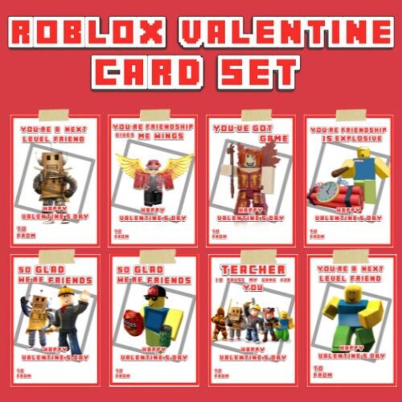 Printable Valentine Cards Roblox Downloadable Valentine - Etsy Canada