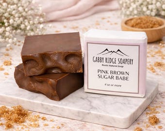 Pink Brown Sugar Babe Handmade Soap, Cold Processed Rustic Soap Bar, 4+ oz