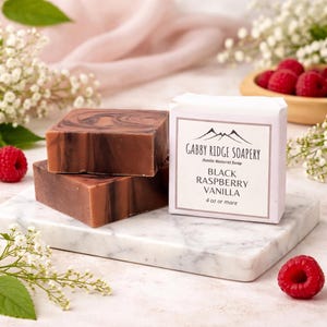 Black Raspberry Vanilla Handmade Soap, Cold Processed Rustic Soap Bar, 4+ oz