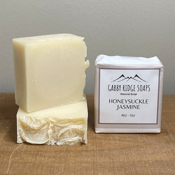 Honeysuckle Jasmine Natural Handmade Soap | Handmade Crafted Organic Soap | Bath Soap | Natural Rustic Soap