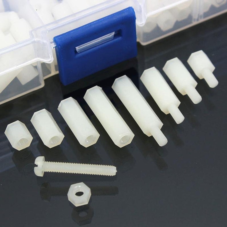 Nylon M3 Hex Standoff Spacer Kit with Screws Nuts 120pcs 6-20mm (White)